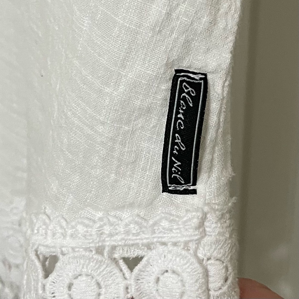 White Asymmetrical Embellished Blouse with 3/4 Sleeves - Picture 4 of 9